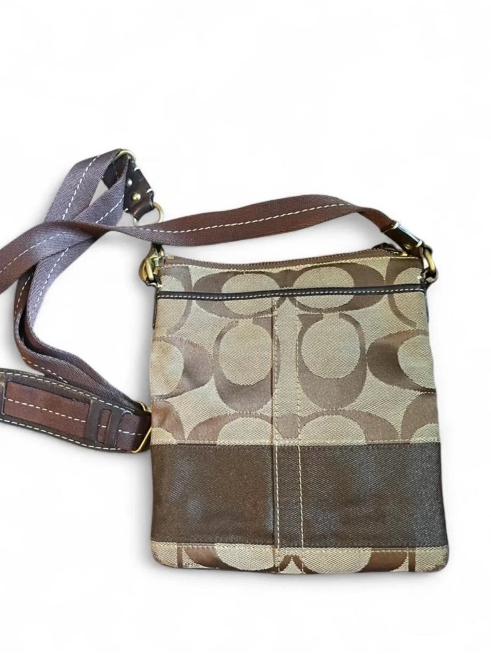 Coach Brown Signature Canvas Messenger Crossbody